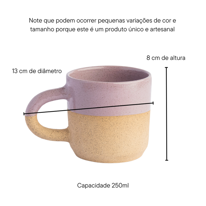Caneca Serena de cerâmica Violeta com as palavras Café, Crochê e Paz - prazo de produção: até 2 semanas
