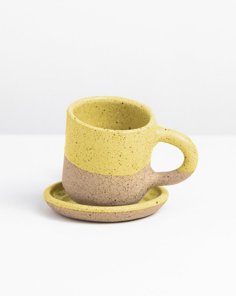 Mini caneca serena COM pires de cerâmica - 100ml