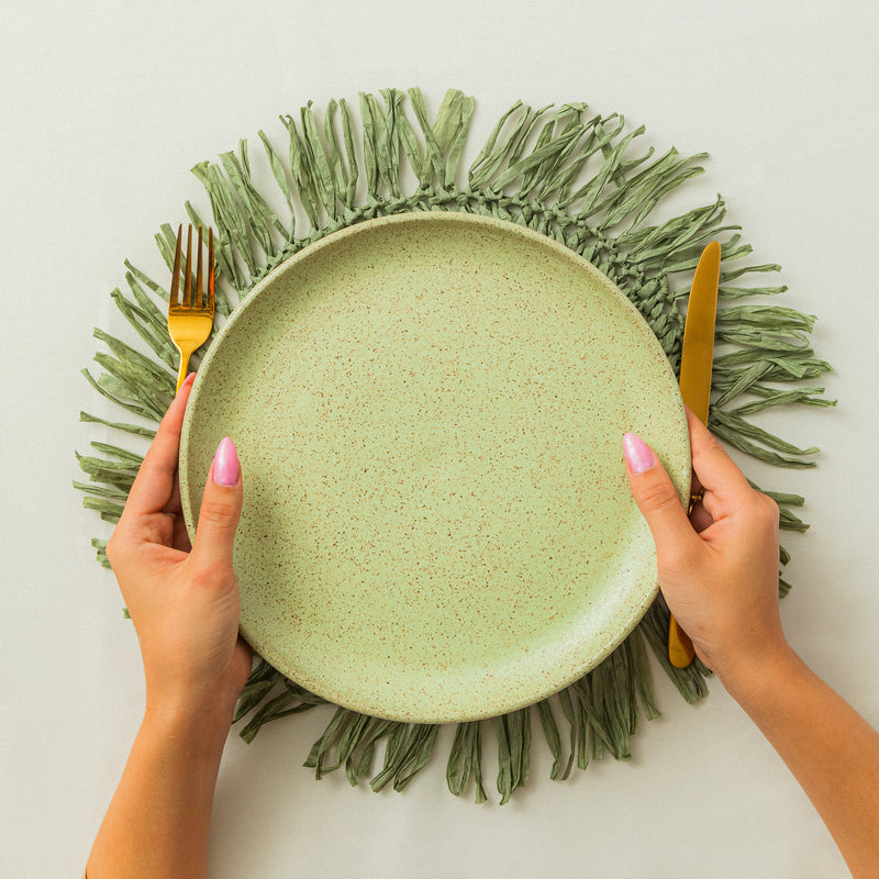 Prato de jantar de cerâmica verde Lavanda