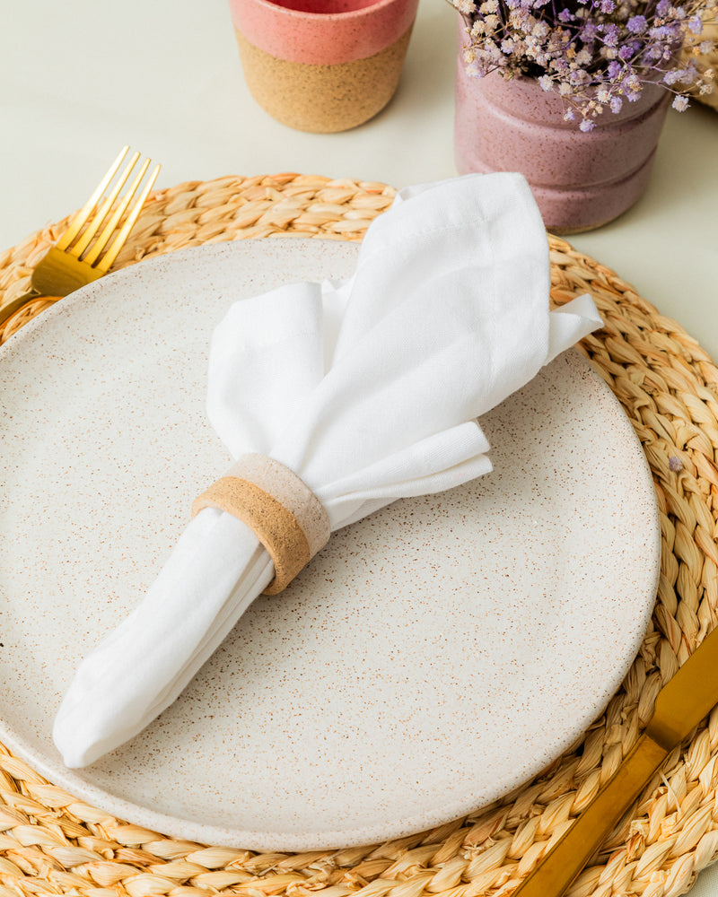 Prato de jantar de cerâmica branco Lavanda