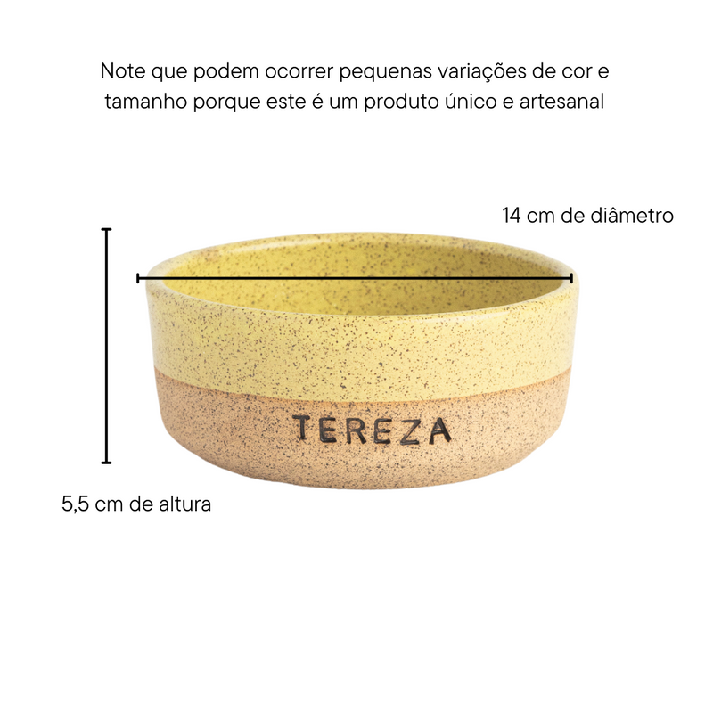 Tigela pet pequena de cerâmica branca Lavanda