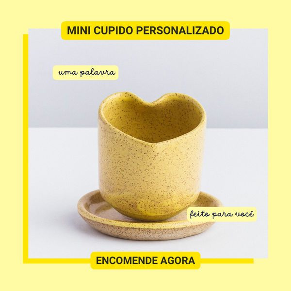 [Edição limitada] Mini copo cupido amarelo personalizado  - prazo de produção: até 4 semanas