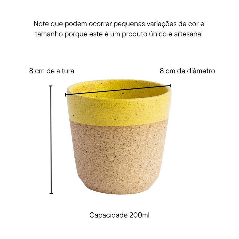 Conjunto individual para café de cerâmica amarelo Lavanda