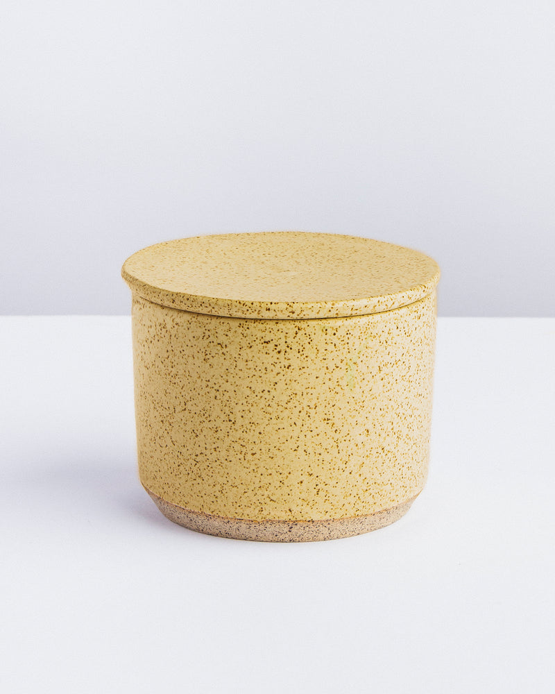 Manteigueira francesa de cerâmica amarela Lavanda