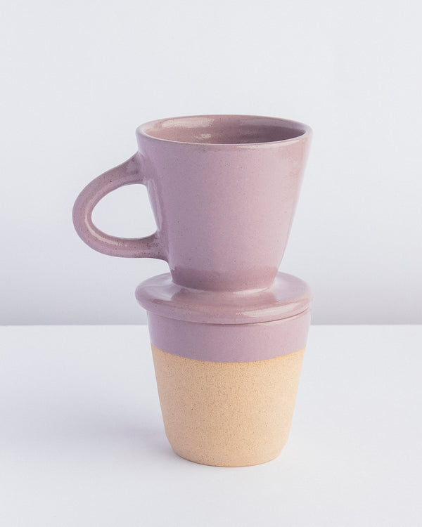 Conjunto individual para café de cerâmica violeta Lavanda
