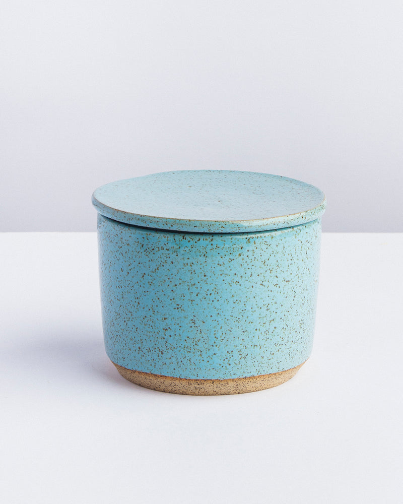Manteigueira francesa de cerâmica azul Lavanda