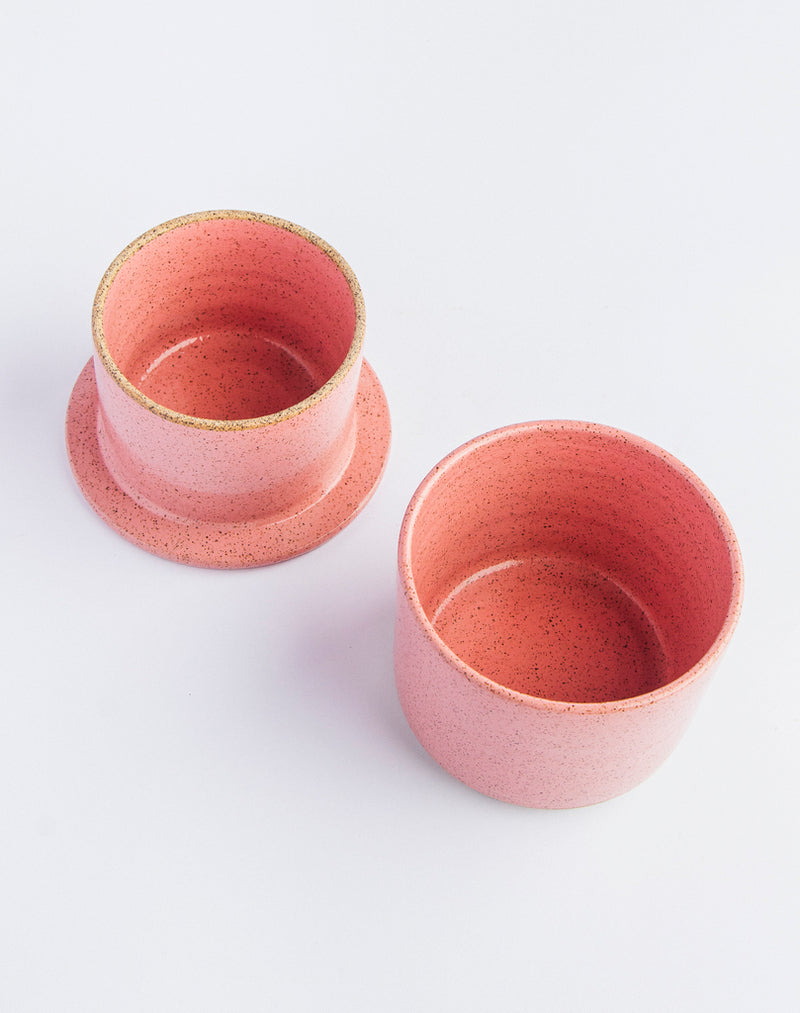 Manteigueira francesa de cerâmica rosa Lavanda