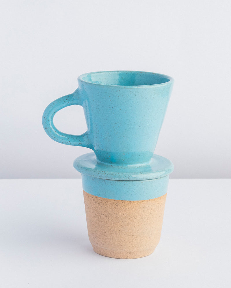 Conjunto individual para café de cerâmica azul Lavanda