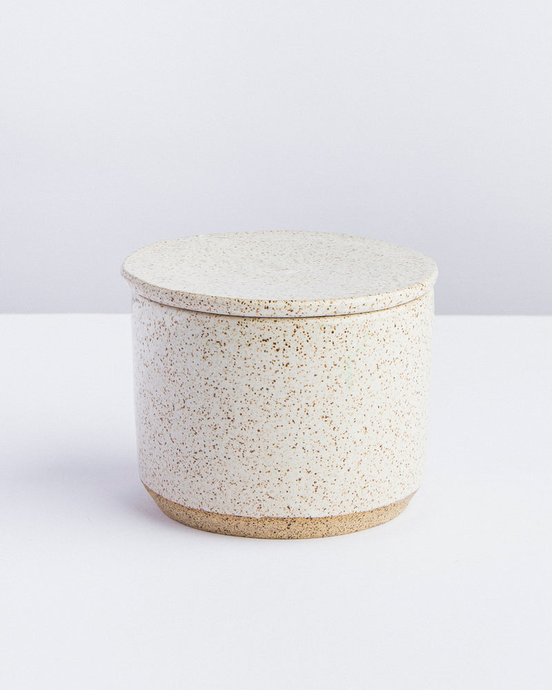Manteigueira francesa de cerâmica branco Lavanda