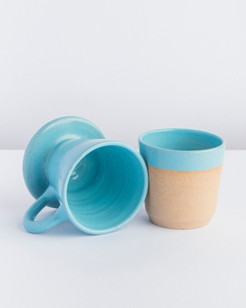 Conjunto individual para café de cerâmica azul Lavanda