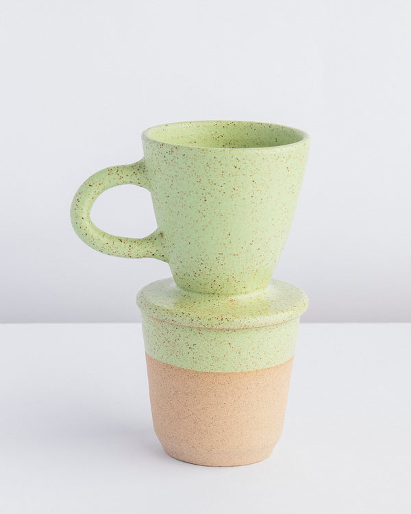 Conjunto individual para café de cerâmica verde Lavanda