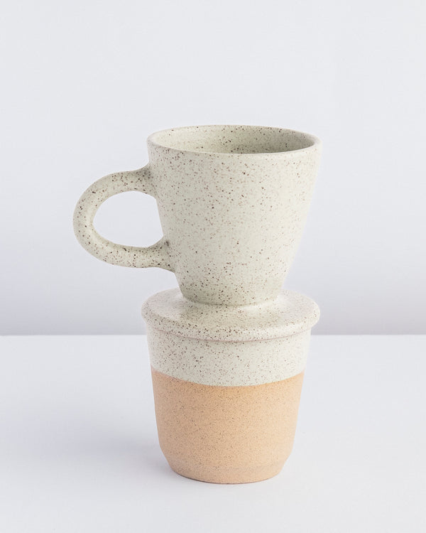 Conjunto individual para café de cerâmica branco Lavanda