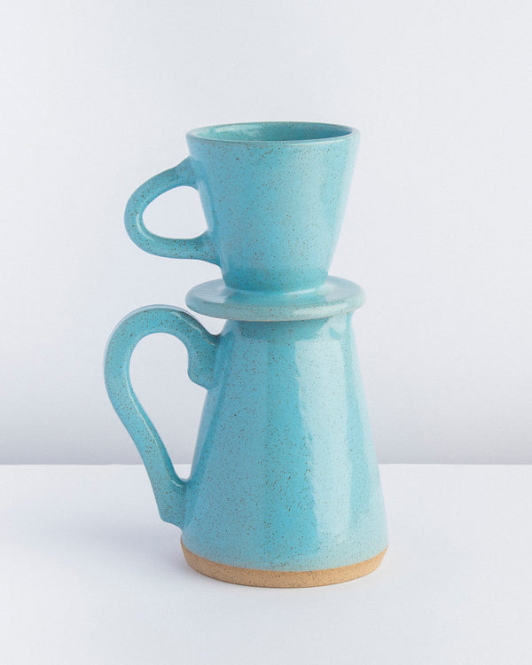 Cafeteira de cerâmica azul Lavanda